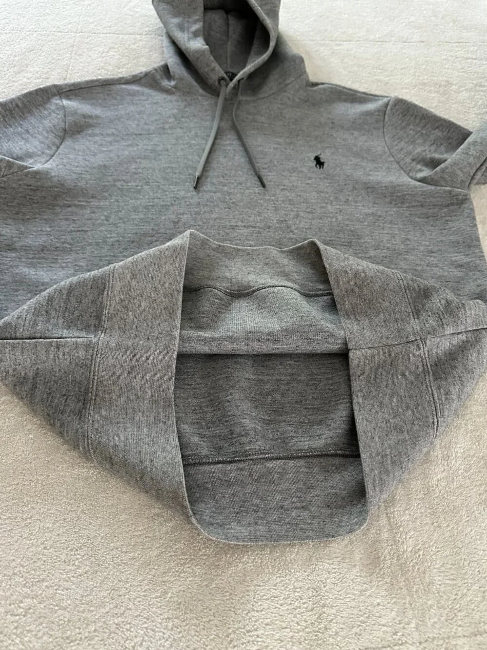 Polo Ralph Lauren Men's Heather Gray Fleece Pullover Hoodie M Black Pony Logo